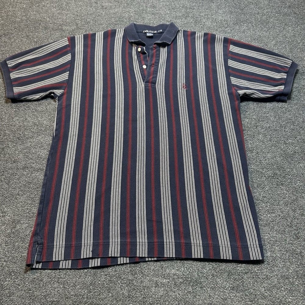 Vintage Nautica Striped Polo Size XL Primary Color Blocked Dad Preppy 90s